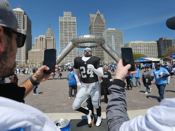  Fans are shown at the start of the NFL 2024 Draft festivities in downtown Detroit on Thursday, April 25, 2024.