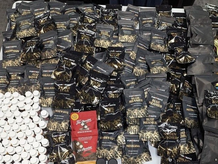  An image supplied by the Windsor Police Service shows items seized Tuesday during execution of a drug search warrant at a downtown dispensary that sells psilocybin, commonly known as magic mushrooms.