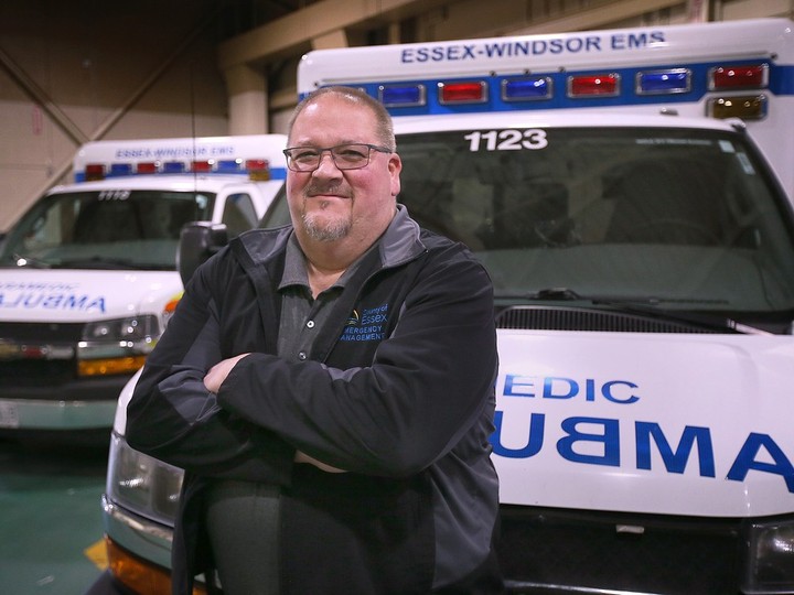  Ready for the solar eclipse crush. Dan Metcalfe, emergency measures co-ordinator for the County of Essex, is shown at the Essex-Windsor EMS station on Mercer Street in Windsor on Thursday, March 28, 2024.