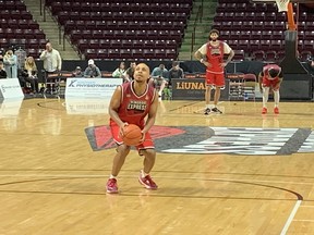 Windsor Express guard Shaddell Millinghaus (3) lines up a free throw during Thursday''s Basketball Super League game against the Newfoundland Rogues at the WFCU Centre.