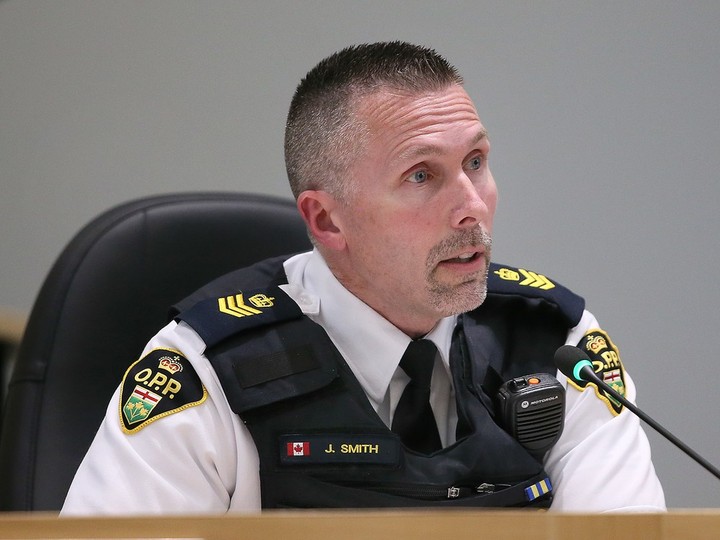  Essex County OPP Staff Sgt. Jamie Smith speaks at the inaugural Essex County OPP Detachment Board North meeting on Monday, April 22, 2024 at Tecumseh Town Hall.