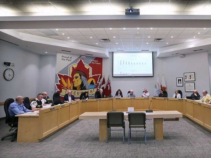  TECUMSEH, ONT: APRIL 22, 2024. Members of the Essex County OPP Detachment Board North are shown on Monday, April 22, 2024 at the Tecumseh Town Hall.