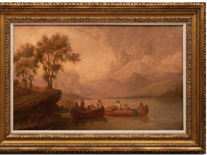  Art Windsor-Essex’s 19th century oil painting, Party of Indians in Two Canoes on Mountain Lake, by Paul Kane.