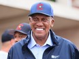 Fergie Jenkins meets with fans at the Field of Honour charity slo-pitch event celebrating the Chatham Coloured All-Stars at Fergie Jenkins Field at Rotary Park in Chatham, Ont., on Saturday, Sept. 24, 2022. (Mark Malone/Chatham Daily News)