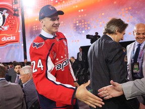 The Windsor Spitfires made hulking forward Ilya Protas, who was drafted by the Washington Capitals on the weekend, the third overall pick in Tuesday's CHL Import Draft.