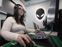 St. Clair College student Gwyneth Dunford tries out the newly opened Alienware Gaming Lab in the Esports Nexus Arena on Thursday, Sept.19, 2024.