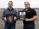 Chasing the dreams of the parents who arrived in this country from Italy chasing the Canadian dream'-Davide Petretta (left) has a photo of his father Mario, and Scott D'Amore has a photo of his father, Pat, on Monday, November 18, 2024, while he is in a large plot of land in Lasalle for which they have a development plan of $ 200 billion.