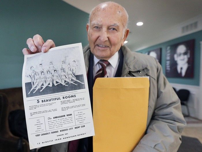  ‘5 beautiful rooms’ — former elmwood casino employee mark brown, 94, displays an old advertising bulletin at the former site of the legendary venue on dec. 10, 2024. fifty years after its closing, the brentwood recovery home has been operating at the location for several years.