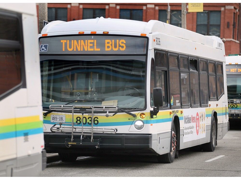 A Transit Windsor tunnel bus is shown in downtown Windsor on Tuesday, February 4, 2025.