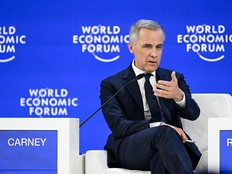 Canada's Prime Minister Mark Carney gestures as he speaks during the World Economic Forum (WEF) annual meeting in Davos on January 20, 2026.