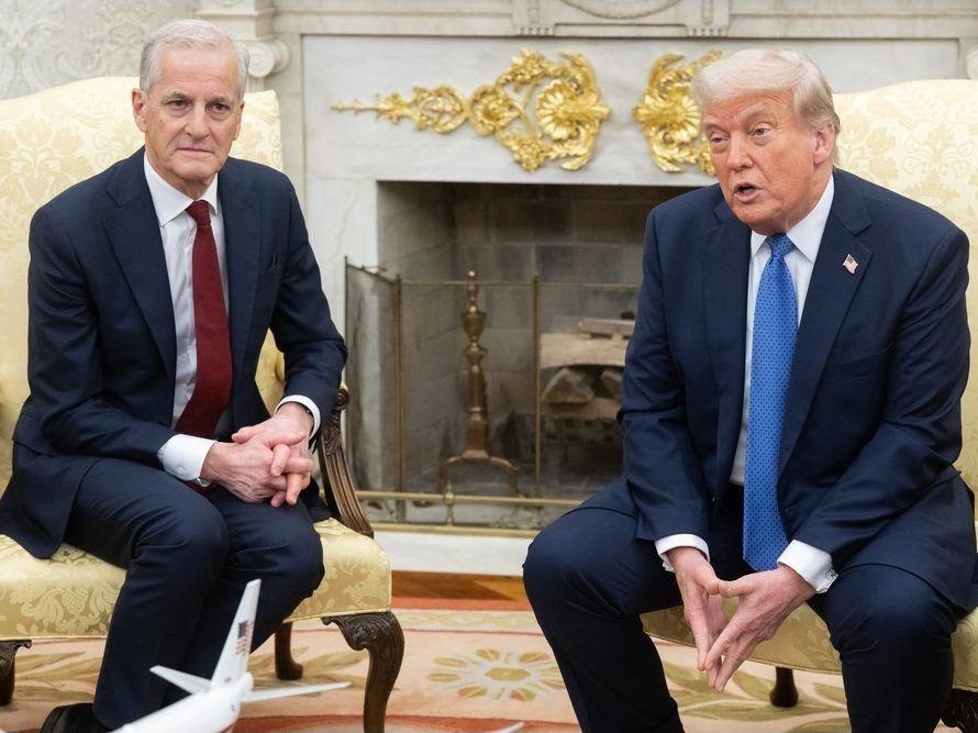 US President Donald Trump holds a bilateral meeting with Prime Minister of Norway Jonas Gahr Store in the Oval Office of the White House in Washington, DC, on April 24, 2025.