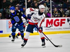Windsor Spitfires' captain Liam Greentree looks for the puck during Saturday's game against the Brampton Steelheads at the CAA Centre.