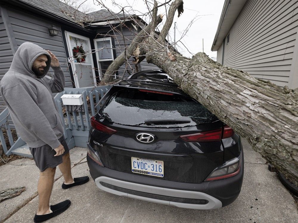 Wind gusts as high as 91 km/h were recorded at Windsor Airport on Friday.