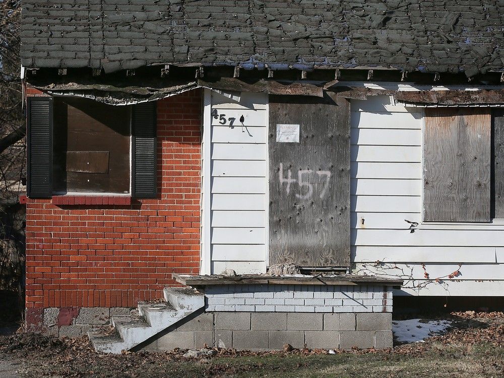  A boarded-up house sits Indian Road in Windsor on Thursday, Feb. 26, 2026.