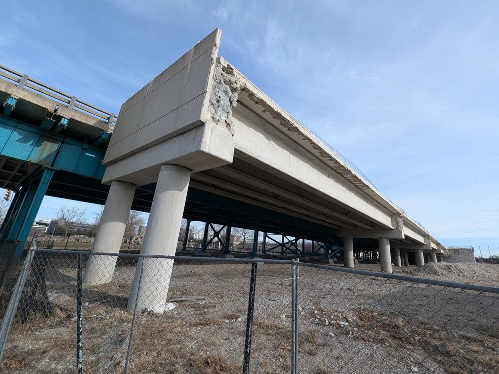  A partially demolished ramp immediately west of the Ambassador Bridge is seen on Thursday, Feb. 26, 2026.