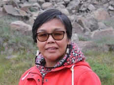 Then Nunavut NDP candidate Lori Idlout poses for a photo in Iqaluit, Nunavut, on Thursday, Aug. 19, 2021.