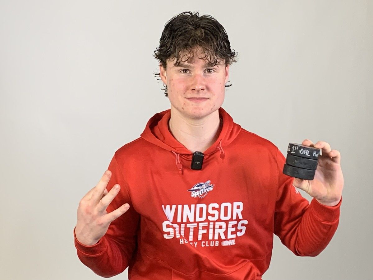 Windsor Spitfires' rookie Andrew Robinson became the club's first defenceman to notch a hat trick in three sesons in Sunday's 8-2 win over the London Knights at the WFCU Centre.