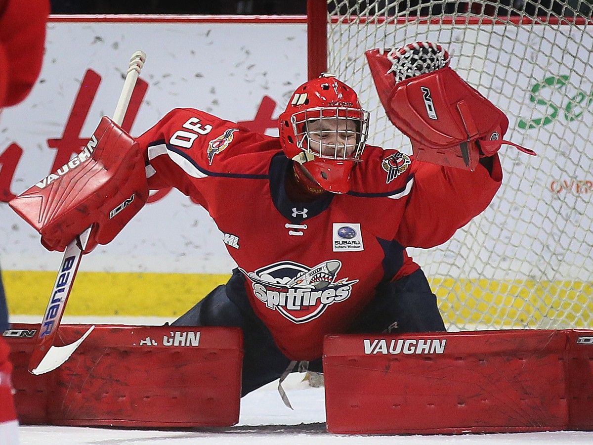 Windsor Spitfires' goalie Michael Newlove made 14 saves to earn his 12th win of the season on Tuesday in a 5-1 win over the Erie Otters at the WFCU Centre.