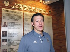 Todd Warriner speaks after being named assistant coach of the University of Windsor Lancers men's hockey team in Windsor, Ont., on May 3, 2019. (Nick Brancaccio/Windsor Star)
