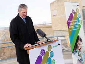 Manitoba Premier Brian Pallister talks about the province's A Made-in Manitoba Climate and Green Plan at Oak Hammock Marsh Interpretive Centre just north of Winnipeg, Man., on Friday, October 27, 2017.