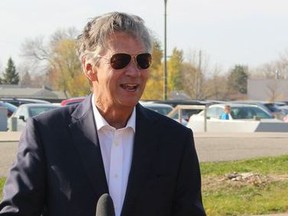 Former Manitoba Premier Gary Doer takes part in the official renaming of a skate board park after former NDP minister Nancy Allan on Friday, Oct. 20, 2017. JOYANNE PURSAGA/Winnipeg Sun
