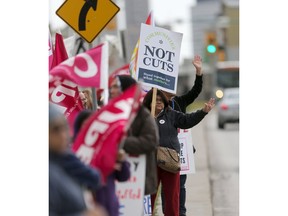 An information picket took place in front of the Health Sciences Centre Women's Hospital, in Winnipeg, Thursday, September 21, 2017. It was one of several protests that have been held over the re-organization of Winnipeg health care, including the consolidation of six acute care hospitals into three.