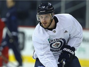 Jets centre Bryan Little will be on the wing for the second straight game tonight.