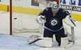 Winnipeg Jets goaltender Steve Mason fights off a shot from the Columbus Blue Jackets in Winnipeg on Tues., Oct. 17, 2017. Kevin King/Winnipeg Sun/Postmedia Network