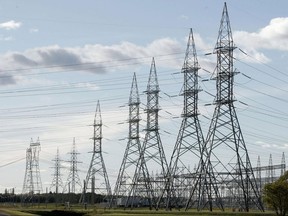 Structure carrying electricity near the Manitoba Hydro Rosser Distribution Station can be seen Friday, September 17, 2010.(MARCEL CRETAIN / Winnipeg Sun file)