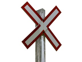 Rail crossing sign.
