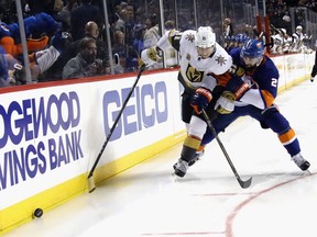 Vegas Golden Knights' forward Cody Eakin (21) has two goals and seven points in 15 games this season.