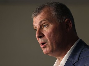 CFL commissioner Randy Ambrosie meets with media in Winnipeg on July 13, 2017