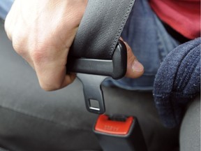 Jason Droboth buckles up in Calgary as recent studies show that more Albertans are wearing their seatbelts.