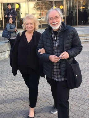Wilma and Cliff Derksen leave the Winnipeg courthouse Wednesday, Oct.18, 2017. The Crown has decided not to appeal the acquittal of Mark Edward Grant, who was found not guilty last month of second-degree murder in the death of Candace Derksen. THE CANADIAN PRESS/Steve Lambert