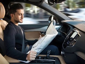 Driverless cars will unlock a 'cognitive surplus' allowing people to use travelling time for more productive applications CREDIT: VOLVO
Gilmour, Kier