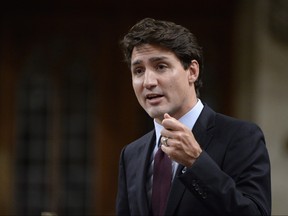 Prime Minister Justin Trudeau rises during question period in the House of Commons on Parliament Hill in Ottawa on Tuesday, Oct. 24, 2017. (Adrian Wyld/The Canadian Press)