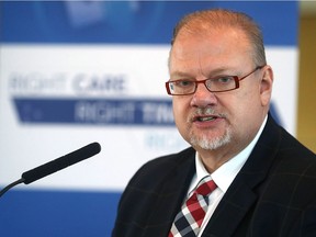 Health Minister Kelvin Goertzen speaks during a briefing on coming changes in the health care system at the Asper Cardiac Centre at St. Boniface Hospital in Winnipeg on Tues., Sept. 26, 2017. Kevin King/Winnipeg Sun/Postmedia Network
Kevin King, Kevin King/Winnipeg Sun