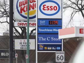 Gas prices have jumped to 117.9 per litre of self service fuel, in Winnipeg.  Wednesday, November 01, 2017.   Sun/Postmedia Network