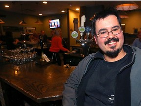 Steve Hupe of Stony Mountain, Man., poses for a photograph at The Grove Pub & Restaurant on Stafford Street in Winnipeg on Tues., Nov. 7, 2017. Hupe's idea of a Rye-Barrel Aged Saskatoon Berry Saison has been shortlisted by Scottish brewer Innis & Gunn for a limited edition beer to be sold across Canada in 2018. Kevin King/Winnipeg Sun/Postmedia Network
Kevin King, Kevin King/Winnipeg Sun