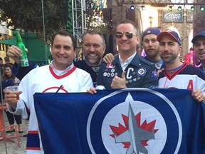 This group was among the thousands of Manitobans who made the trip to Vegas to watch the Winnipeg Jets face the Golden Knights on Friday, Nov. 10, 2017.
KEN WIEBE/Winnipeg Sun/Postmedia Network