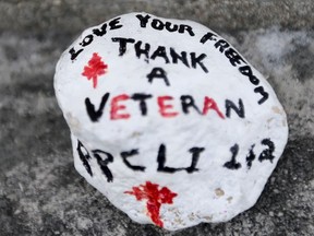 A Remembrance Day service at Vimy Ridge Park, in Winnipeg, Saturday.