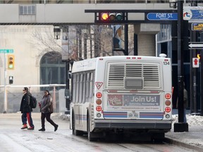 A Winnipeg Transit bus struck and killed a man downtown Monday afternoon.
