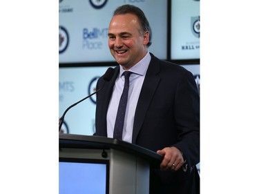 Former Winnipeg Jets great Dale Hawerchuk meets with the media before being inducted into the Jets Hall of Fame prior to its meeting with the Phoenix Coyotes in Winnipeg on Tues., Nov. 14, 2017. Kevin King/Winnipeg Sun/Postmedia Network
Kevin King, Kevin King/Winnipeg Sun