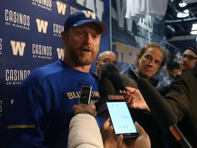 Winnipeg Blue Bombers head coach Mike O'Shea meets with the media in the Bomber Store at Investors Group Field on Wed., Nov. 15, 2017. Kevin King/Winnipeg Sun/Postmedia Network
Kevin King, Kevin King/Winnipeg Sun