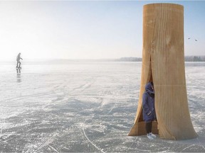 After a record number of nearly 180 submissions, The Forks in Winnipeg announced the winners of Warming Huts v2018. Among the winners were The Trunk designed by Camille Bianchi and Ryder Thalheimer from Vancouver. All submissions were then reviewed by a blind jury, meaning they have no background information on who submitted the designs or where they are from.
Submitted graphic