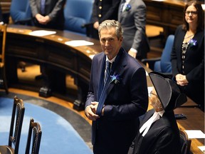 Premier Brian Pallister arrives for the throne speech in the Manitoba Legislature on Tuesday.