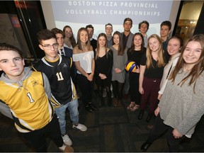 Members of the Final Four teams in boys and girls AAAA high school volleyball in Winnipeg, Tuesday.