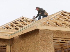 Home construction is seen in the Castlebury Meadows sub division in Winnipeg.