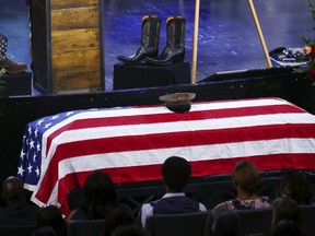 The funeral for Las Vegas Police officer Charleston Hartfield,, a victim of Octobers massacre that killed 58.