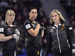 Jill Officer (centre) is stepping away from Team Jennifer Jones.